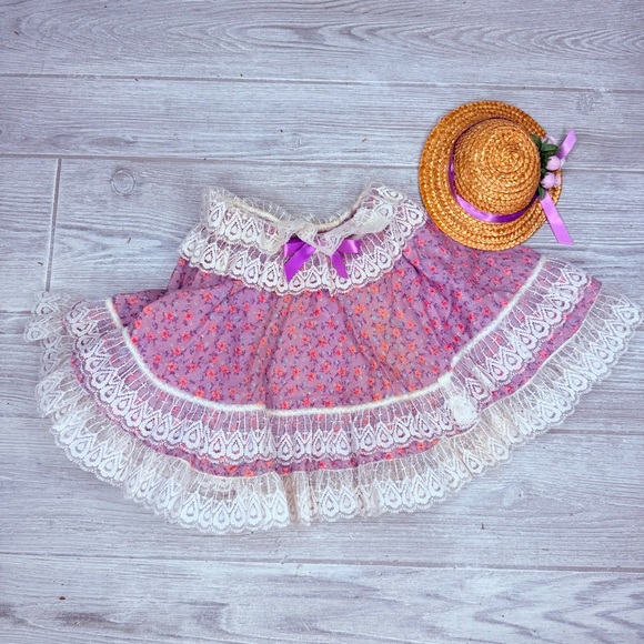 vintage hand made porch goose outfit / clothes costume outfit dress / wicker hat - Picture 2 of 5